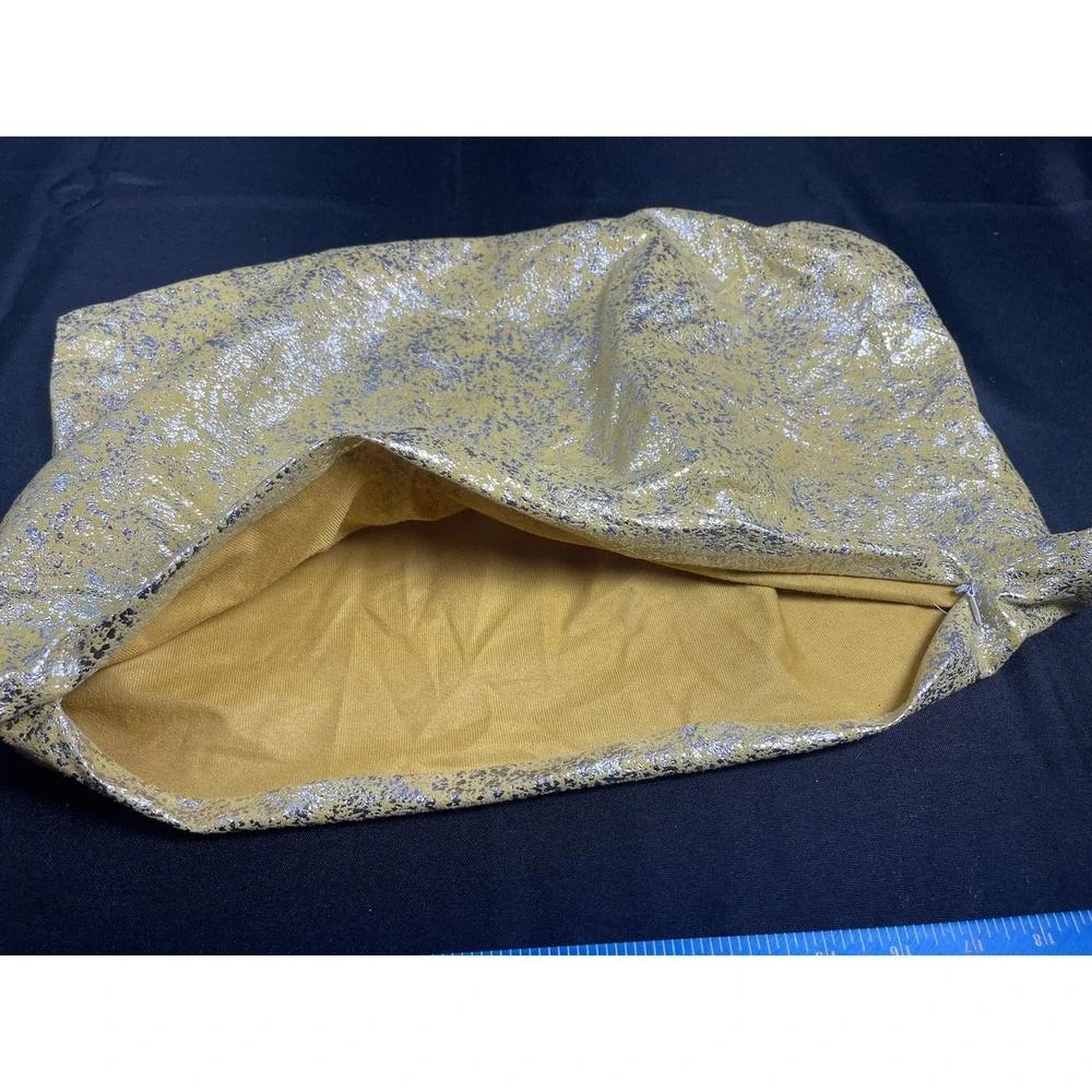 Metallic Silver Crackle Mustard Yellow Pillow Sham Cover‎ Zipper Closure 12x19.5